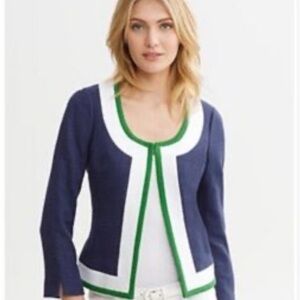 Banana Republic Navy Blazer with Green and White Trim